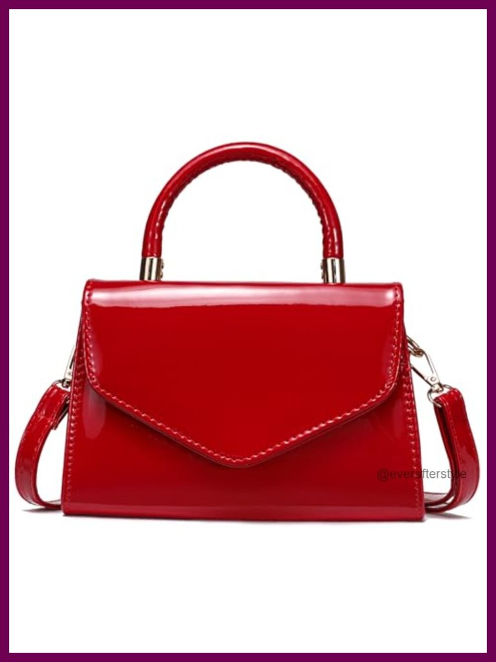 Soft Mirrored PU Small Crossbody Bag Adjustable Strap Satchel Purse
